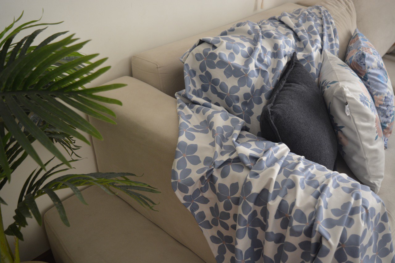 Blue Flowers Sofa Cover