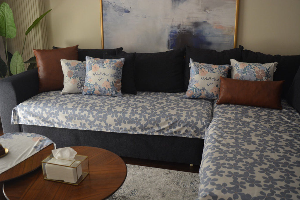 Blue Flowers Sofa Cover