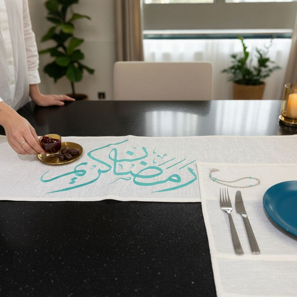 Ramadan Embroidered Pure Linen Table Runner